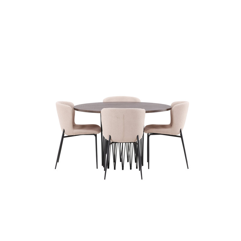 Huron 4 - Person Dining Set, Dark Grey, Dark Grey