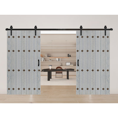 Porte de grange double à panneaux avec ensemble de quincaillerie d'installation