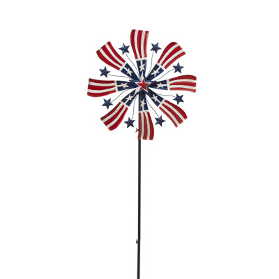 Metal Americana Wind Spinner Garden Stake