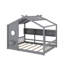 Lit double pleine grandeur avec tablettes de rangement, lit maisonnette avec toit-281909938-281909940
