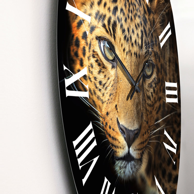 Portrait d'un léopard IV - Horloge murale traditionnelle, Moyen