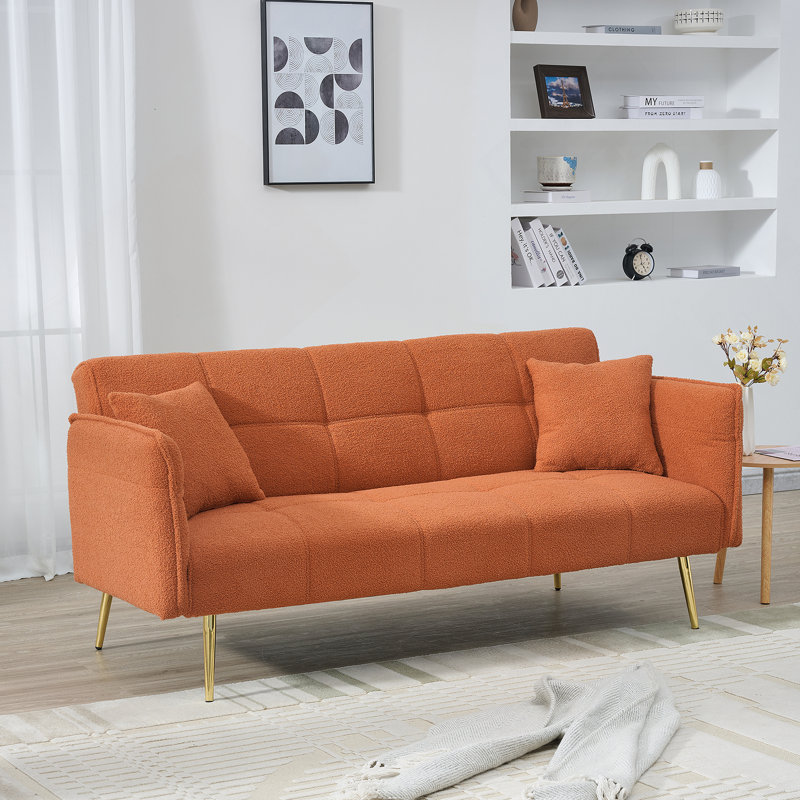 Futon-lit 70,1 po, canapé-lit double convertible, Orange