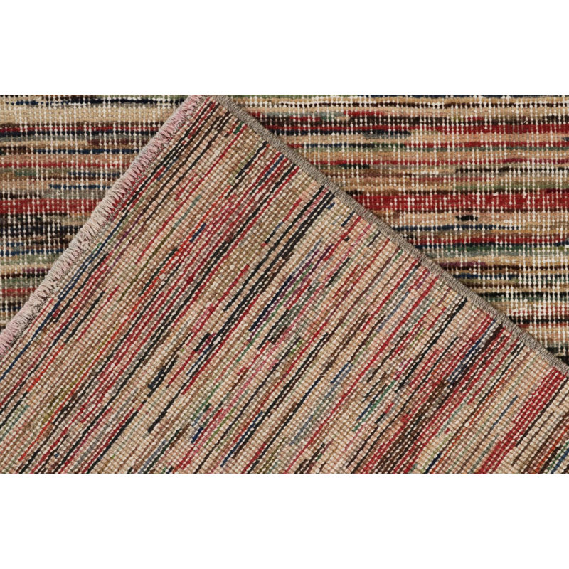 Pasha Wool Striped Area Rug in Beige/Red/Black/Brown