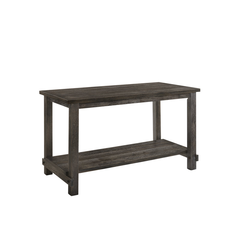 Table de salle à manger à hauteur de comptoir rustique avec rangement ouvert, conception rectangulaire en bois