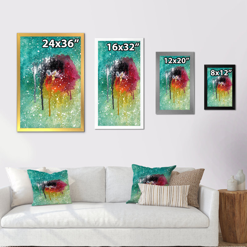 «Grunge Abstract Paint Splash», reproduction d'art sur toile encadrée, Cadre noir, H 20 po x l 12 po x P 1 po