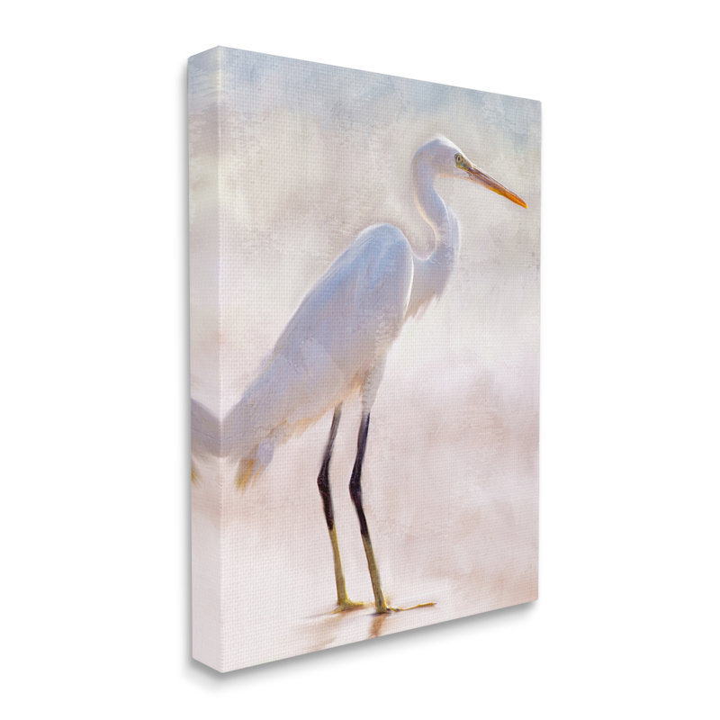 «Stupell Industries Egret Wildlife Portrait», art mural sur toile par Kim Allen, H 48 po x l 36 po x P 1,5 po