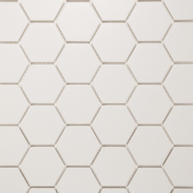 Carreau de mosaïque en porcelaine hexagone mat 2 "x 2" Sage, Blanc