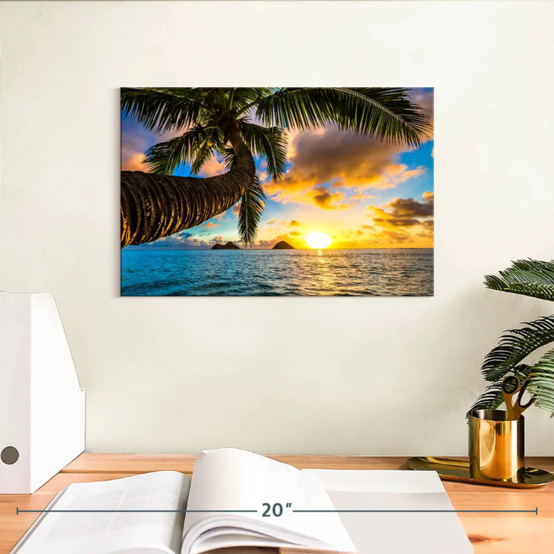 Plage Gillard Lanikai au coucher du soleil, H 8 po x l 12 po