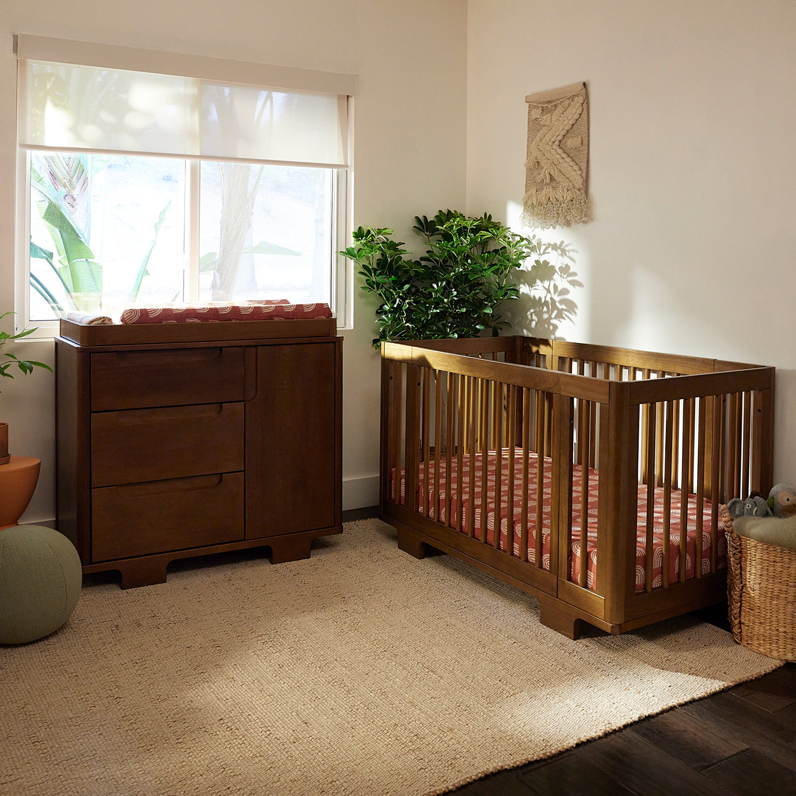 Yuzu 3-Drawer Changing Table Dresser, Natural Walnut