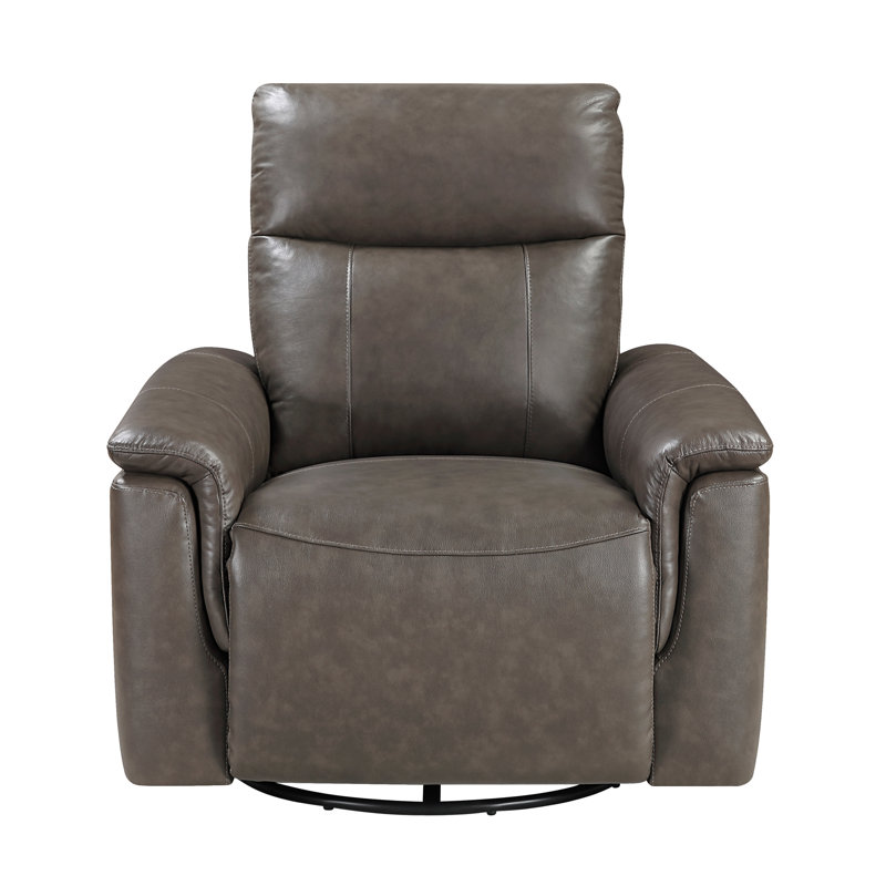 Luxury Comfort Premium Leather Recliner 1Pc Dark Brown Upholstery Gentle Gliding Swivel Motion Living Room Furniture