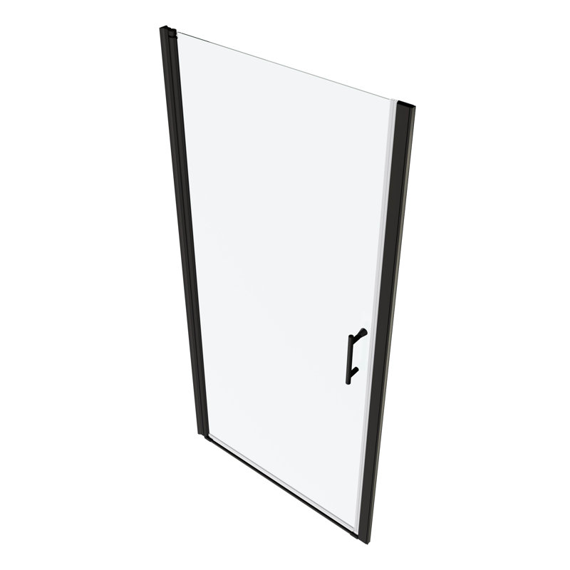 Porte de douche pivotante noire matte - verre trempé de 1/4 po, réglable de 1 3/8 po, stable et étanche, installation facile avec pivot lisse, bonne fuite, installation