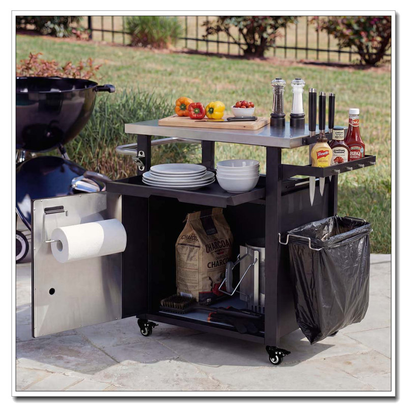 Chariot de barbecue 39,5 po avec tablette coulissante et housse imperméable 39,5 po