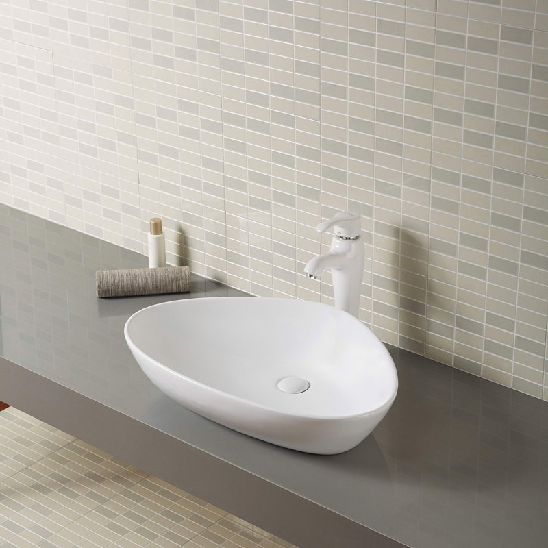 A&E Bath And Shower 17.32'' Ceramic Specialty Bathroom Sink, Matte White