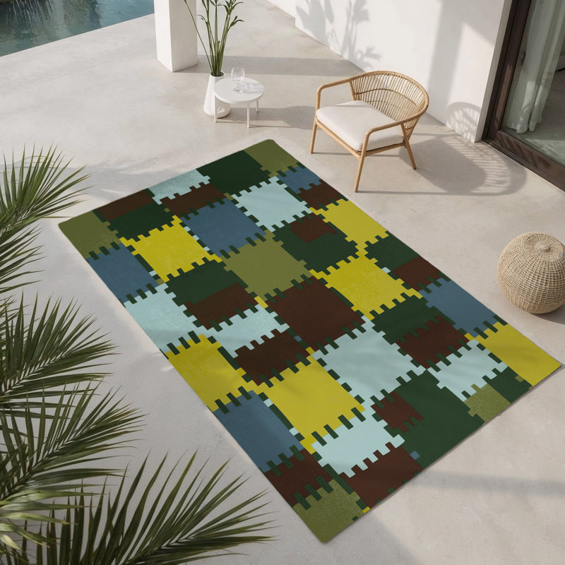 Pixelated Plains Indoor And Outdoor Area Rug, Rectangle 3' x 5'