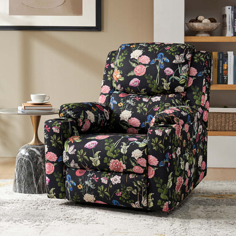Fauteuil inclinable électrique avec massage Caroleann, Mélange de polyester noir