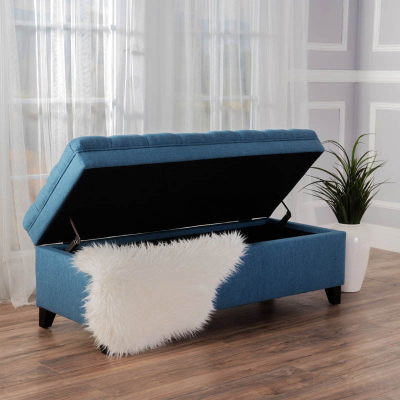 Modern storage ottoman, Faux Leather, Blue