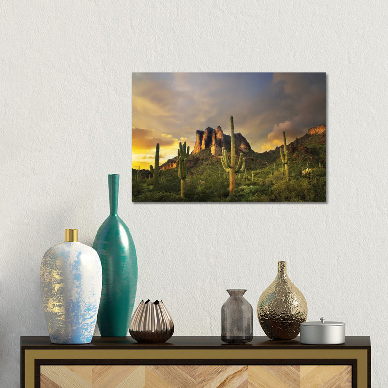 «Desert Sunset», reproduction d'art sur toile encadrée, H 12 po x l 18 po, Toile tendue, Ne s’applique pas