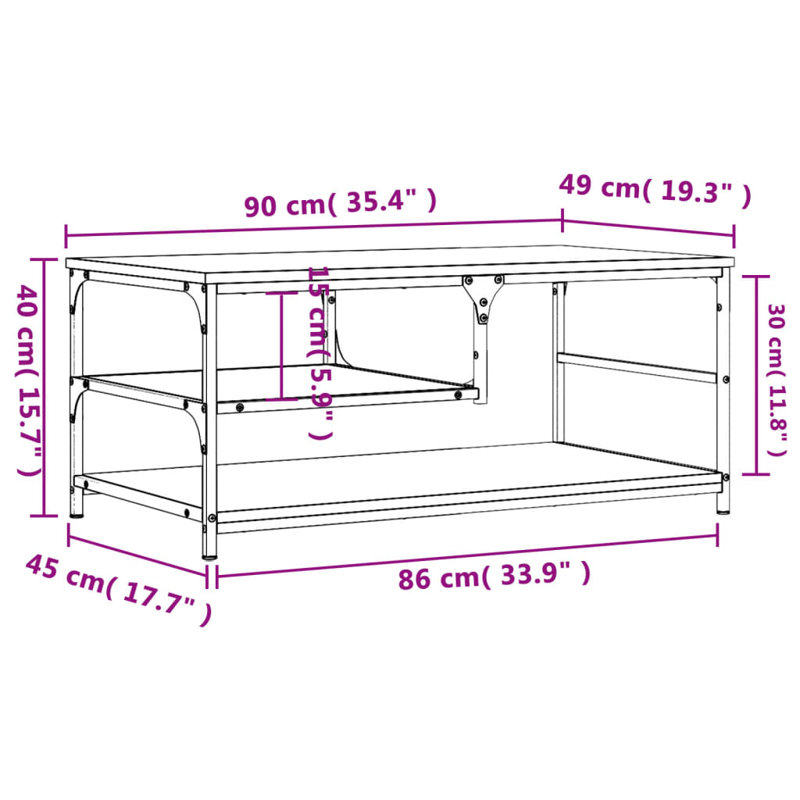 Sandin Four Leg Coffee Table with Storage, Grey Sonoma