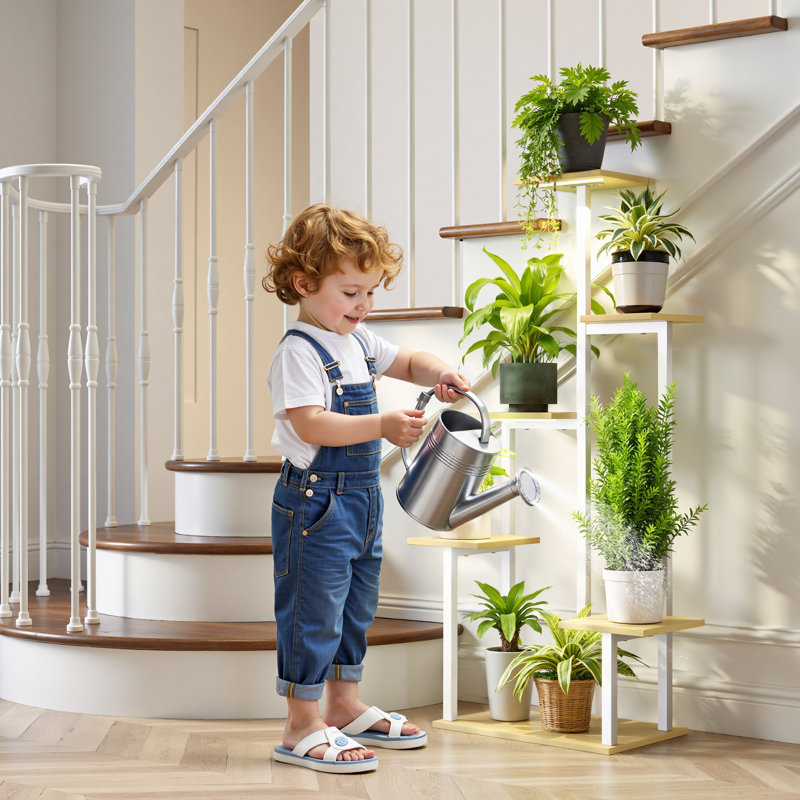 Support pour plante d'intérieur en métal 40,5 "avec lumière de croissance (ensemble de 2), White