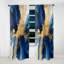 Dark Blue And Gold Strokes VIII - Fractals Blackout Abstract Curtain - 1 Panel-107808919