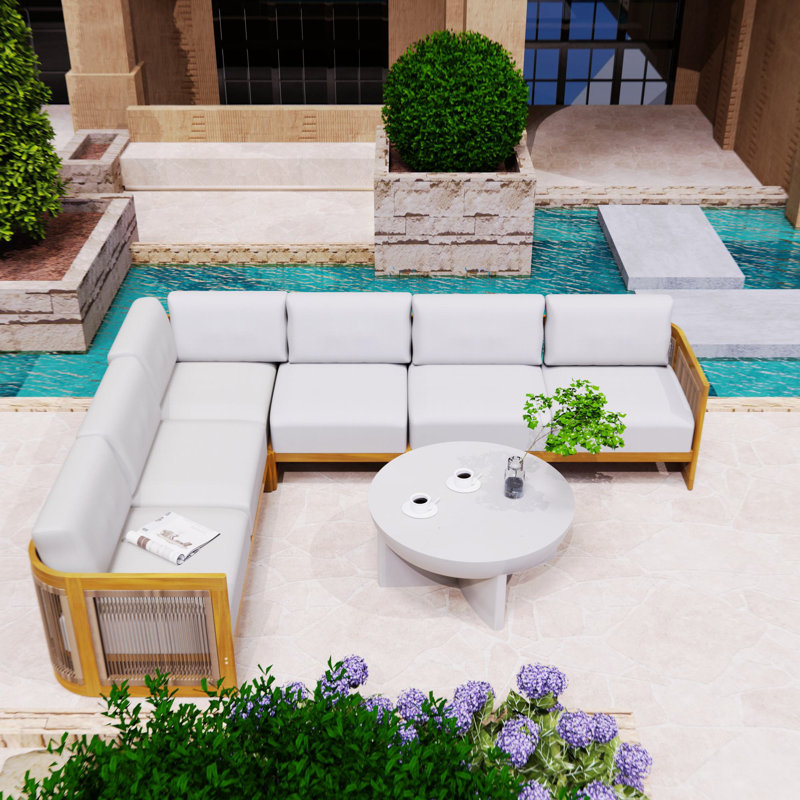Acacia 5-Piece Outdoor Sectional Seating Group With Cushions
