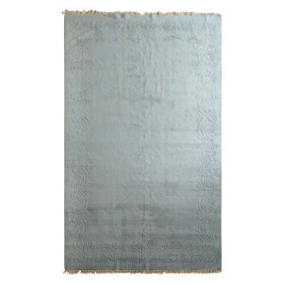 12x20 Oversize Hand Knotted Wool Light Blue Traditional Plush Pile Rug
