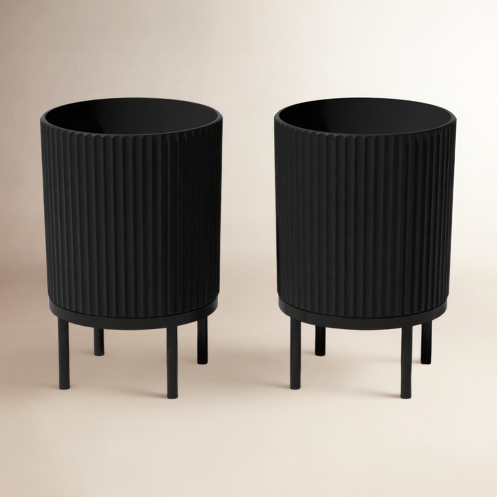 Demi Pot Planter, Black, 2, 22" H x 14.75" W x 14.75" D