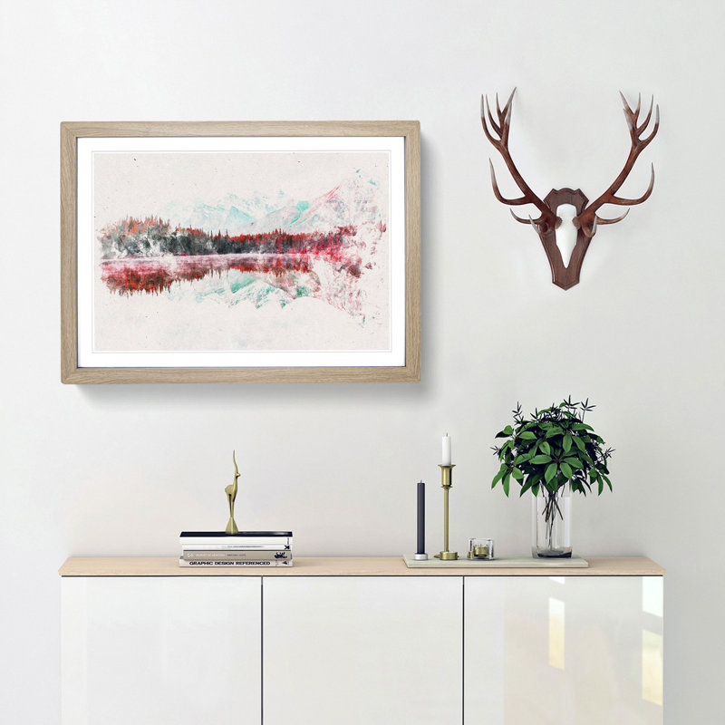 Lake Reflection - Picture Frame Painting Print, 24cm H x 33cm W x 2cm D, Oak Framed