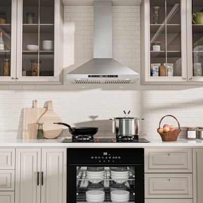 Hotte murale en acier inoxydable 36 pouces 600 CFM, évent convertible, 3 vitesses, lumières DEL