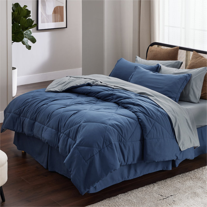 Best Seller Bedsure Comforter Set Reversible Bedding for All Seasons-89GSM, Queen Comforter + 6 Additional Pieces, Burgundy