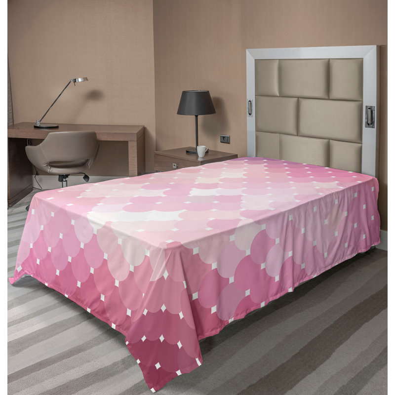 Drap plat moderne de style bohème Ambesonne, Drap plat pour lit simple TG, Rose pastel / motif abstrait mauve taupe