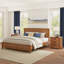 Ensemble de chambre à coucher 3 pièces, lit plateforme en bois massif et 2 tables de chevet-52104129-52104133