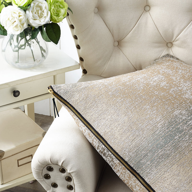 Jacquard Chenille 26" Euro Pillow Cover, Taupe/Khaki