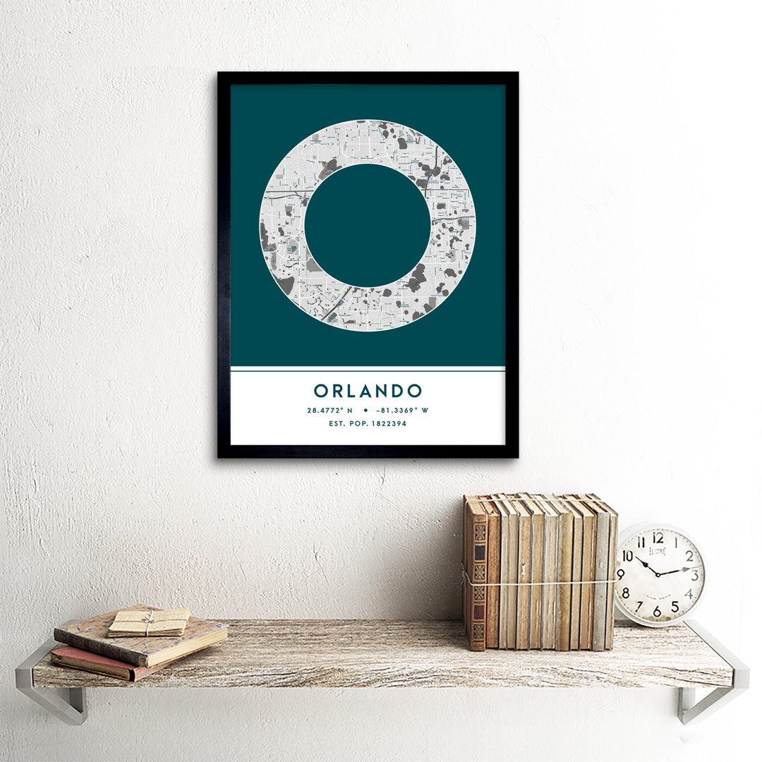 Orlando City Map Orlando Florida United States City Map - Single Picture Frame Typography