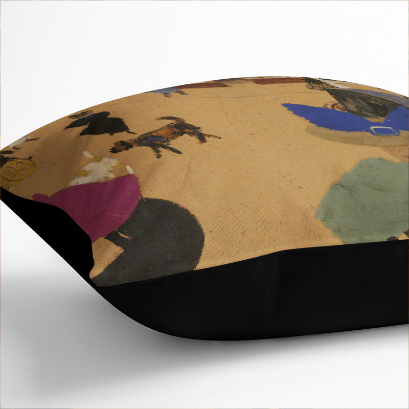Street Scene In Paris Square Throw Cushion, 55cm H x 55cm W x 20cm D, Black