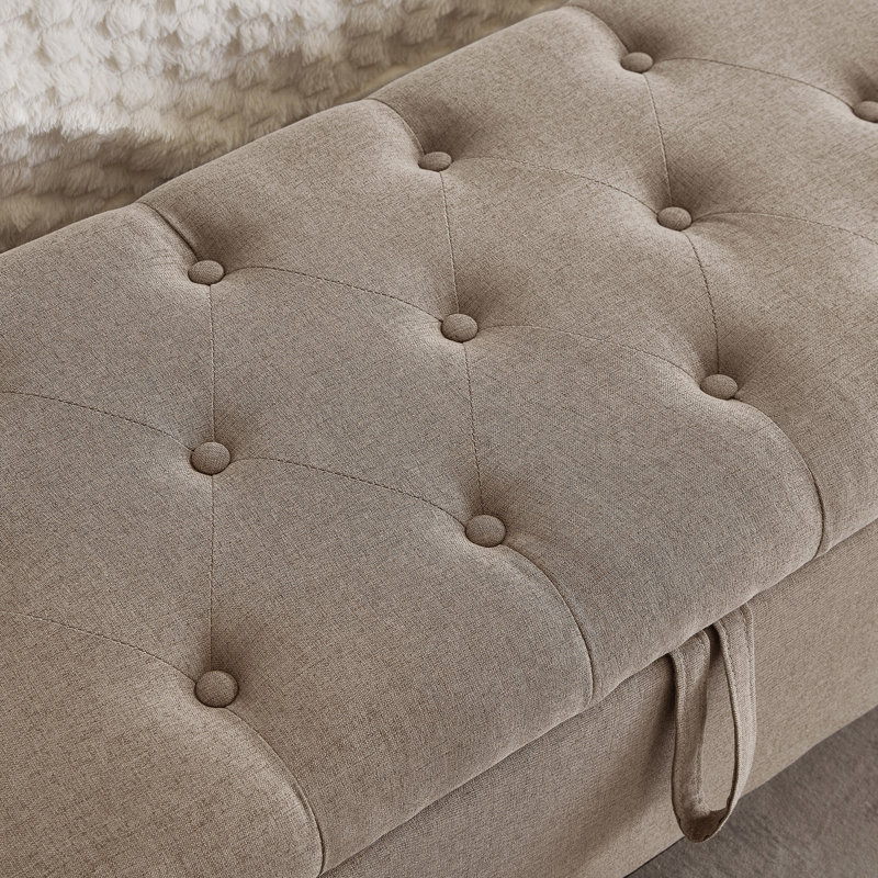 Repose-pieds rembourré de style moderne Mid-Century l 45 po, Linen