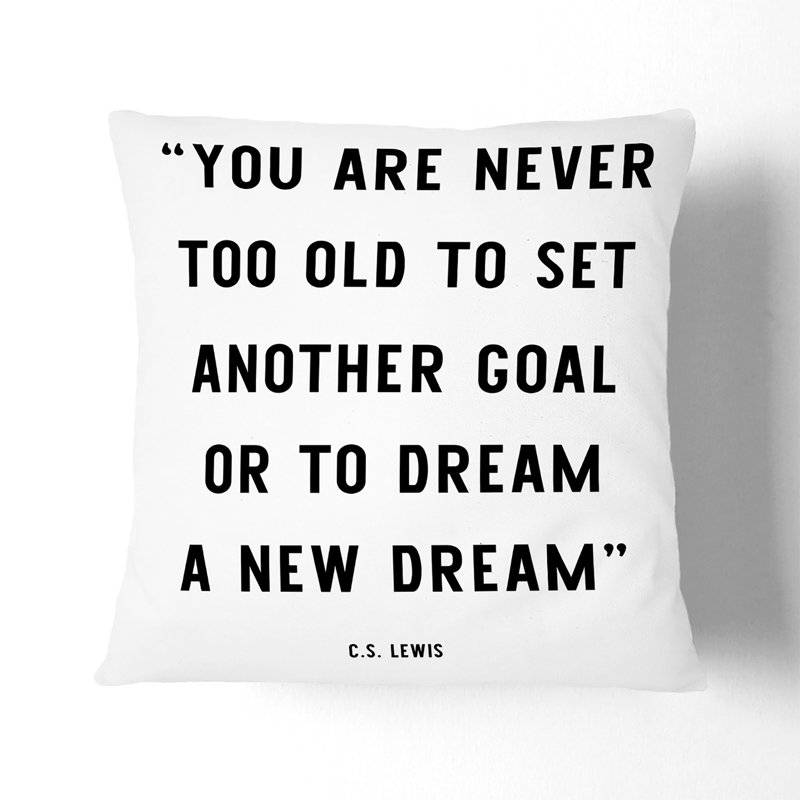 Dream A New Dream Typography Square Throw Cushion, 40cm H x 40cm W x 15cm D
