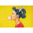 Retro with Beautiful Ponytail - Yellow Metal Print Decor