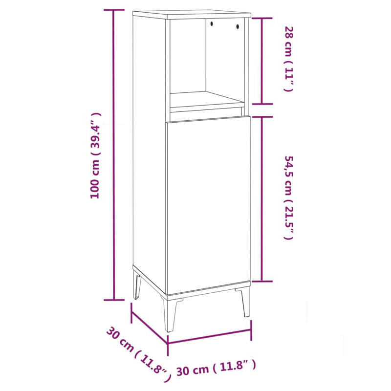 Akeshia Bathroom Storage Furniture Set, Smoked Oak