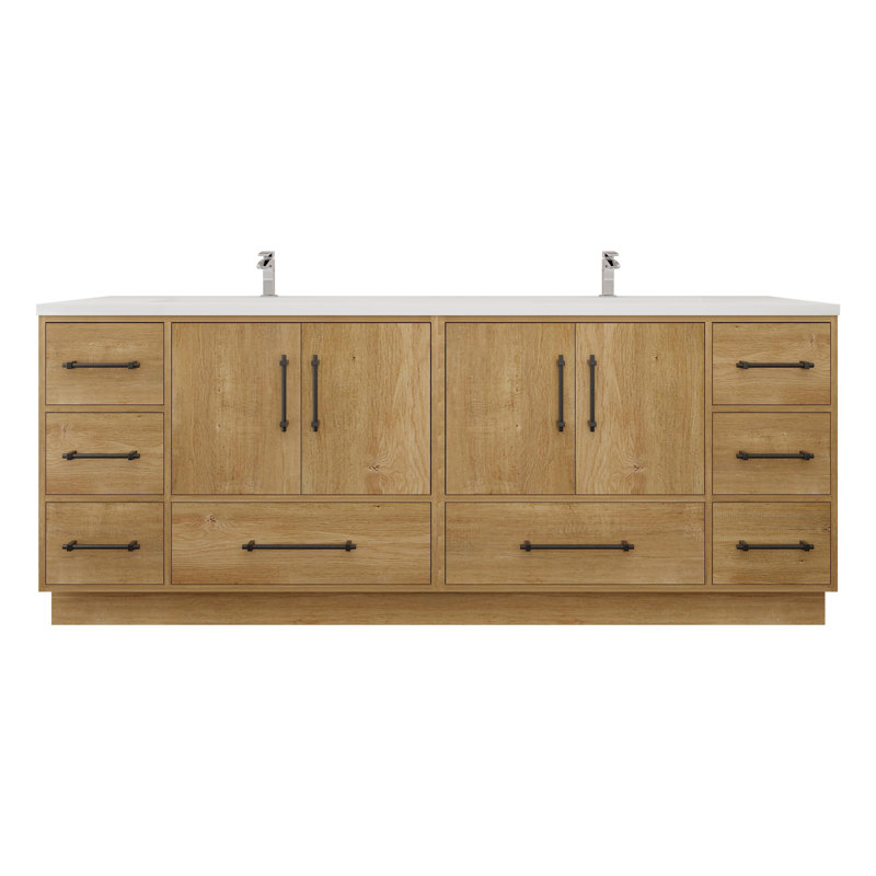 Meuble-lavabo double 83,5 "avec dessus Victoria, Chêne