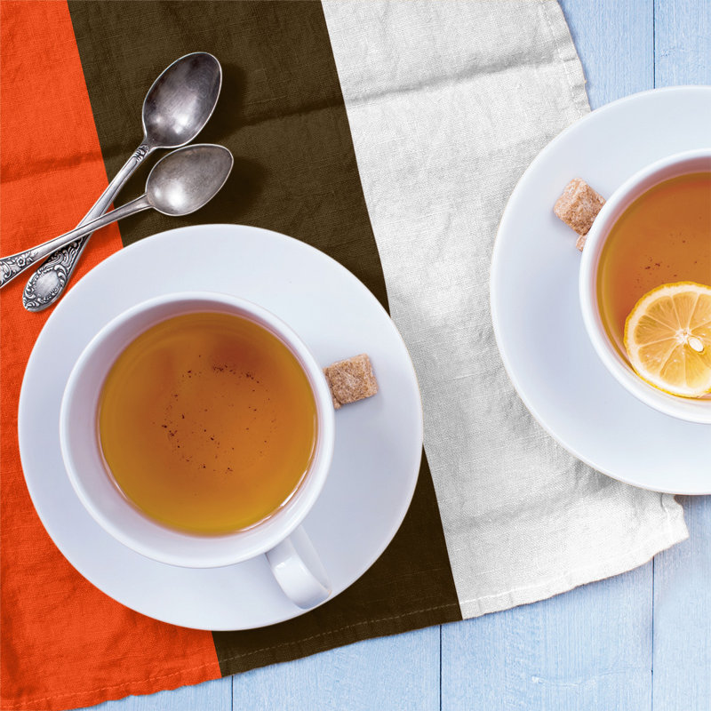 Stripe Tea Towel Kitchen Towel, Poly Twill, Orange/Brown/White Football