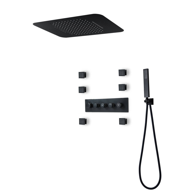 Thermostatic All-In-One Kit with Rough in-Valve, Matt Black