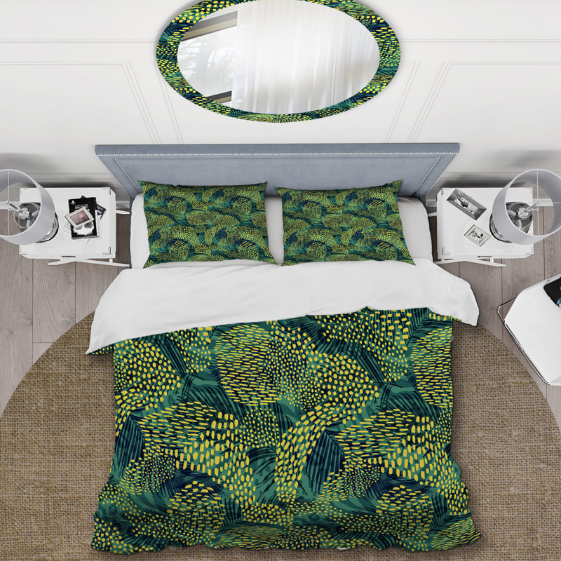 Abstrait géométrique vert - ensemble de housse de couette animaux - microfibre de polyester
