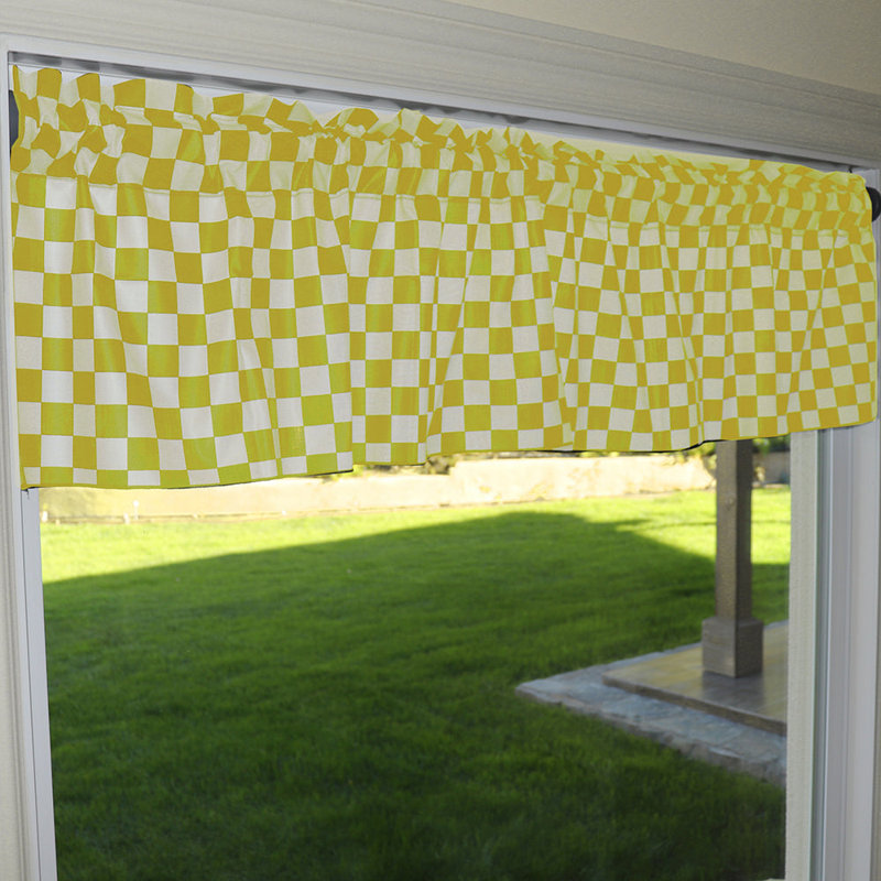 Cantonnière à damier, Yellow, L 58 po x L 32 po