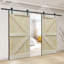 Panelled Wood Unfinished Knotty Barn Door with Installation Hardware Kit-39755186-39755187