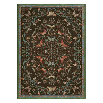 Tapis lavable, doux et antidérapant, de style champêtre, à motifs floraux, pour salon et chambre.