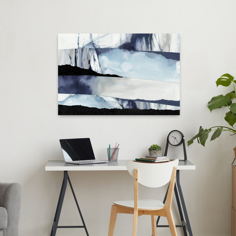 Layers of Storm and Ice II, art mural contemporain abstrait, H 24 po x l 36 po