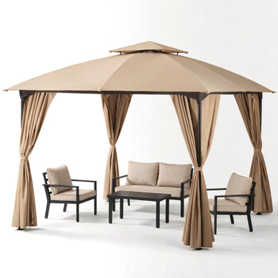 10 x 10FT Canopy Tent with Mosquito Netting, One-Push Instant Setup, Height Adjustable Outdoor Canopy