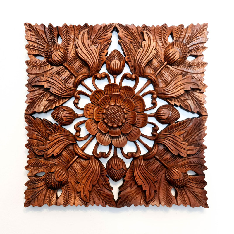 Lotus Handmade Plants & Flowers Wall Decor on Solid Wood