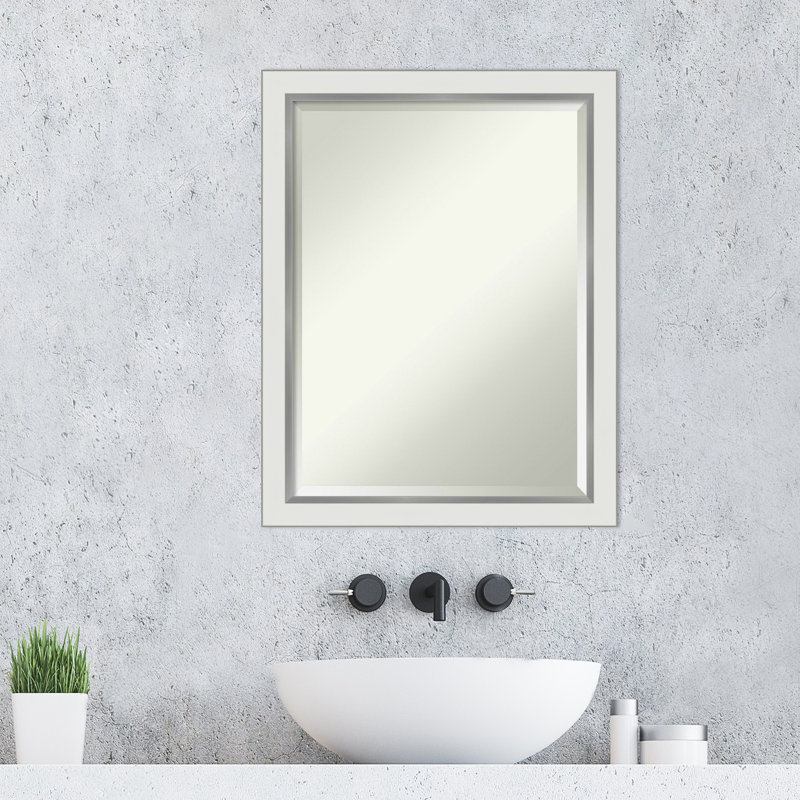 Quade Mirror, 21" x 27", Satin White/Silver